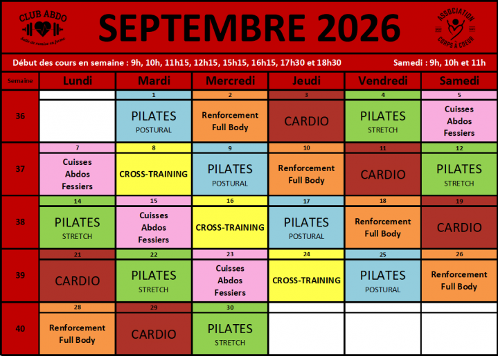 Planning mai
